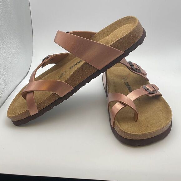 CUSHIONAIRE Women's Cork Footbed Sandal SIZE 10 ROSEGOLD - Picture 5 of 7